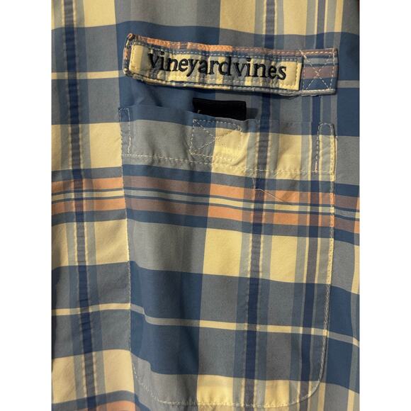 Vineyard Vine Harbor Shirt Men's Fishing Blue Pink Plaid‎ Size Large - Picture 5 of 8